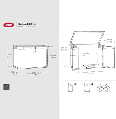 Horizontal Outdoor Storage Shed with Double Doors